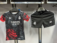 Real Madrid 25/26 Black/Red Dragon Kids Jersey Set