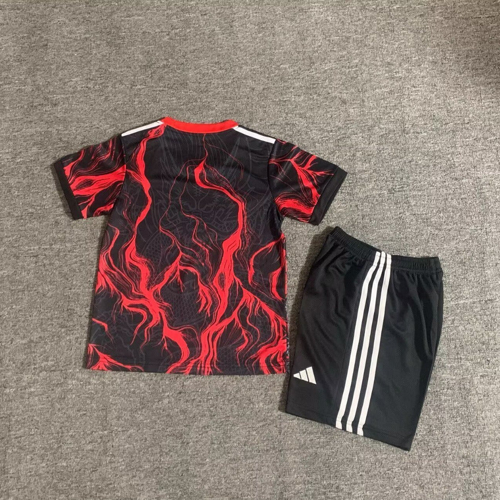 Real Madrid 25/26 Black/Red/White Dragon Kids Jersey Set