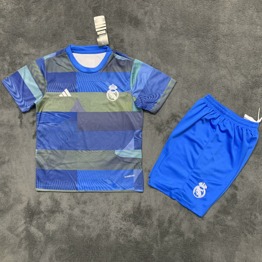 Real Madrid 25/26 Blue Pre-Match Kids Jersey Set