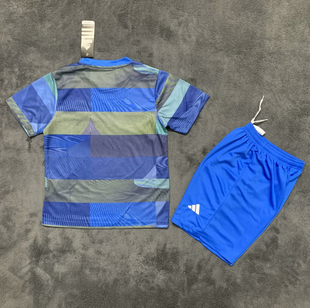 Real Madrid 25/26 Blue Pre-Match Kids Jersey Set