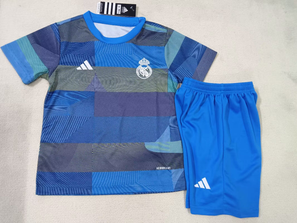 Real Madrid 25/26 Blue Pre-Match Kids Jersey Set