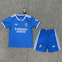 Real Madrid 25/26 Blue Third Away Kids Jersey Set