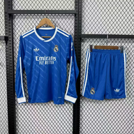 Real Madrid 25/26 Blue Third Long Sleeved Kids Jersey Set