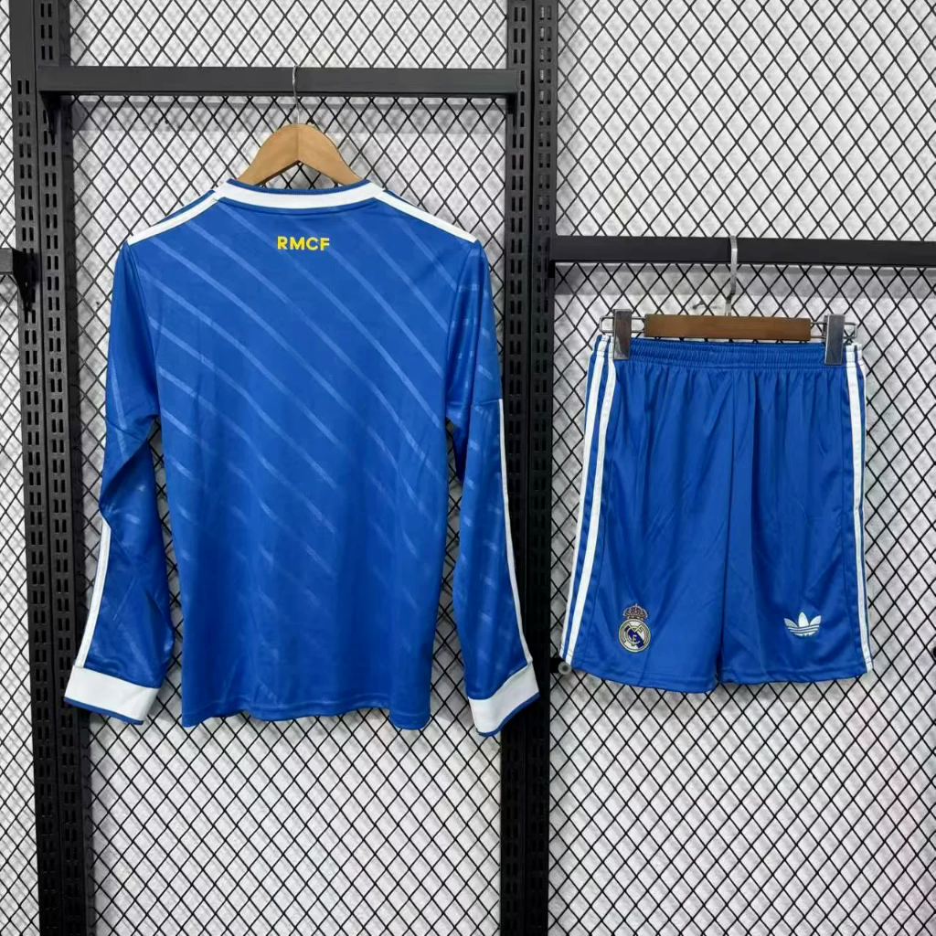 Real Madrid 25/26 Blue Third Long Sleeved Kids Jersey Set