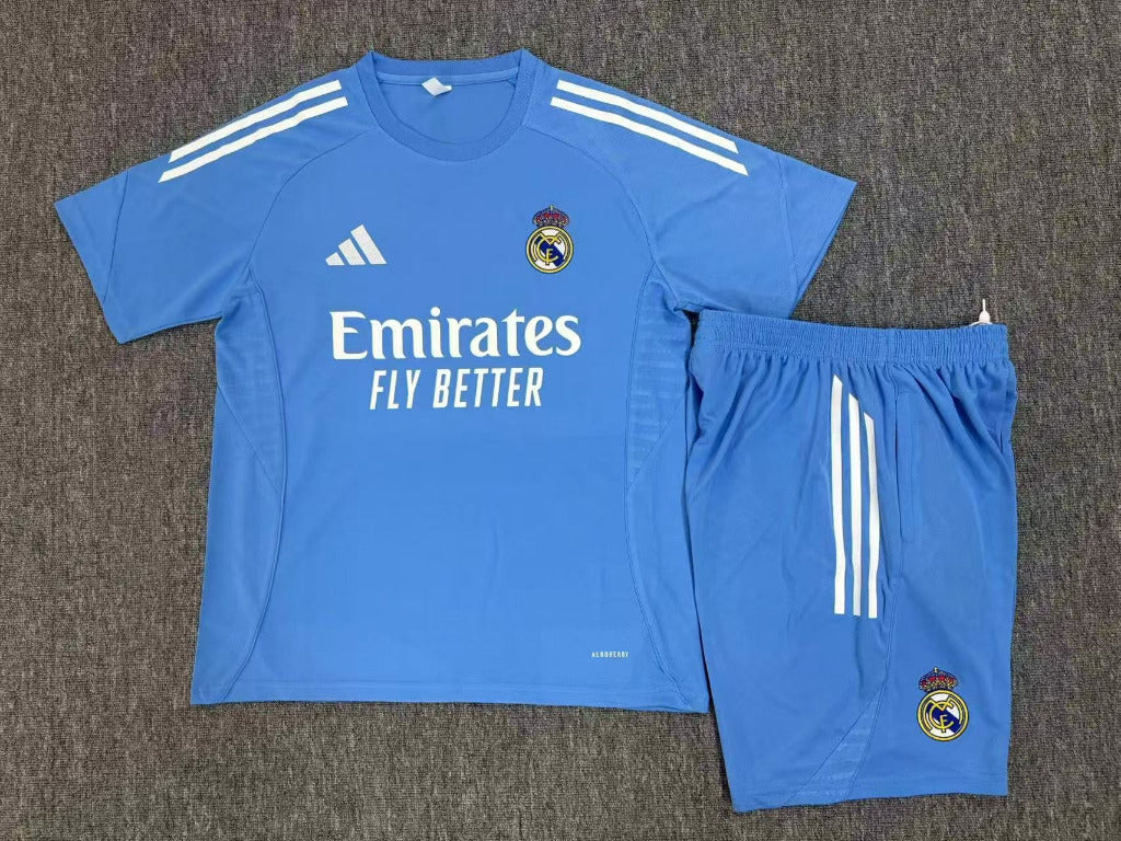 Real Madrid 25/26 Blue/White Stripe Kids Training Jersey Set