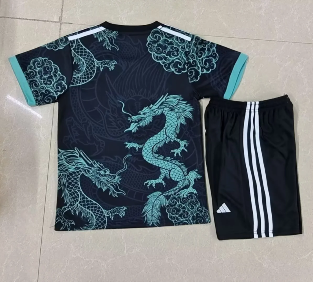 Real Madrid 25/26 Light Green Dragon Kids Jersey Set