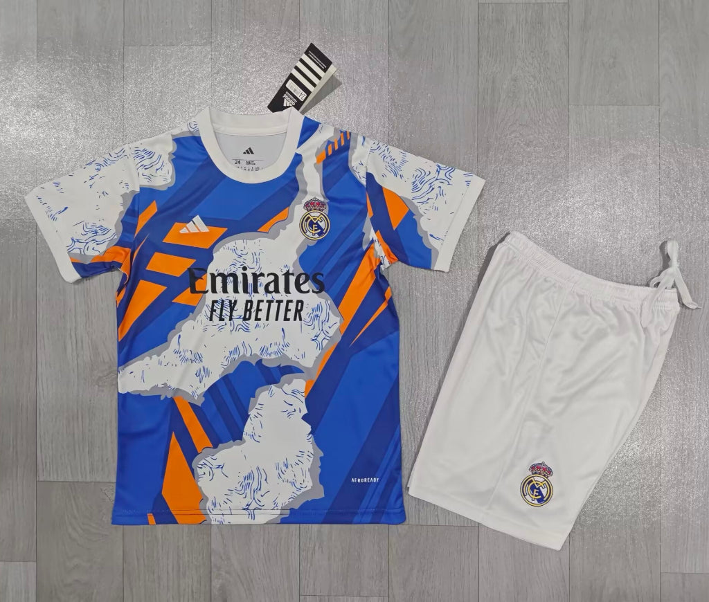 Real Madrid 25/26 Orange/Blue Special Kids Jersey Set