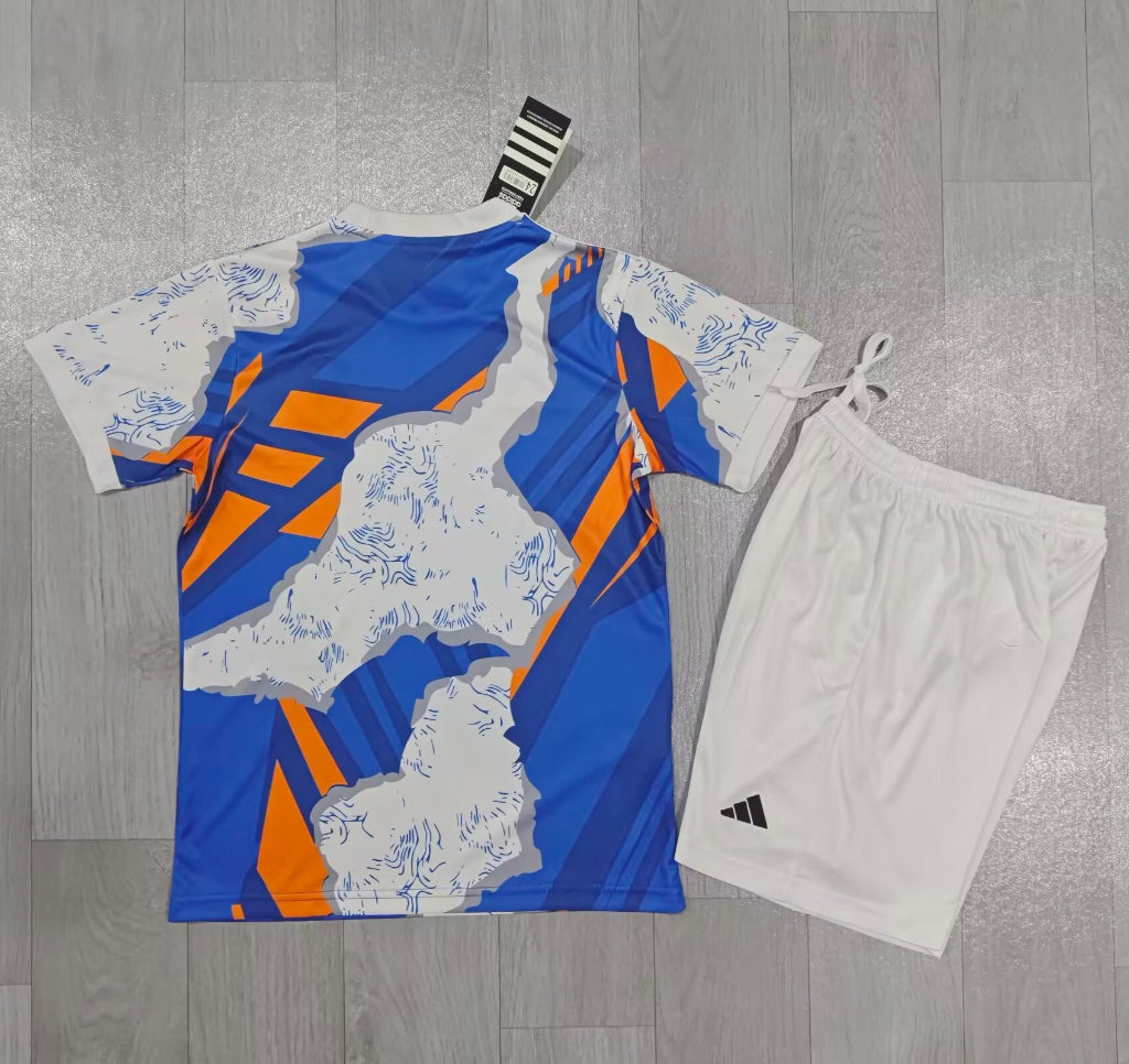 Real Madrid 25/26 Orange/Blue Special Kids Jersey Set