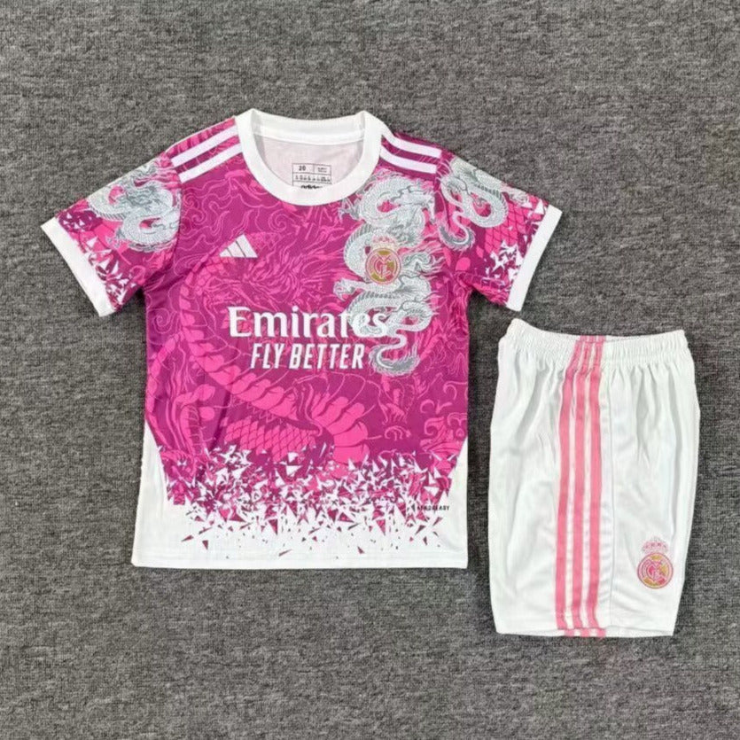 Real Madrid 25/26 Pink Dragon Special Edition Kids Jersey Set