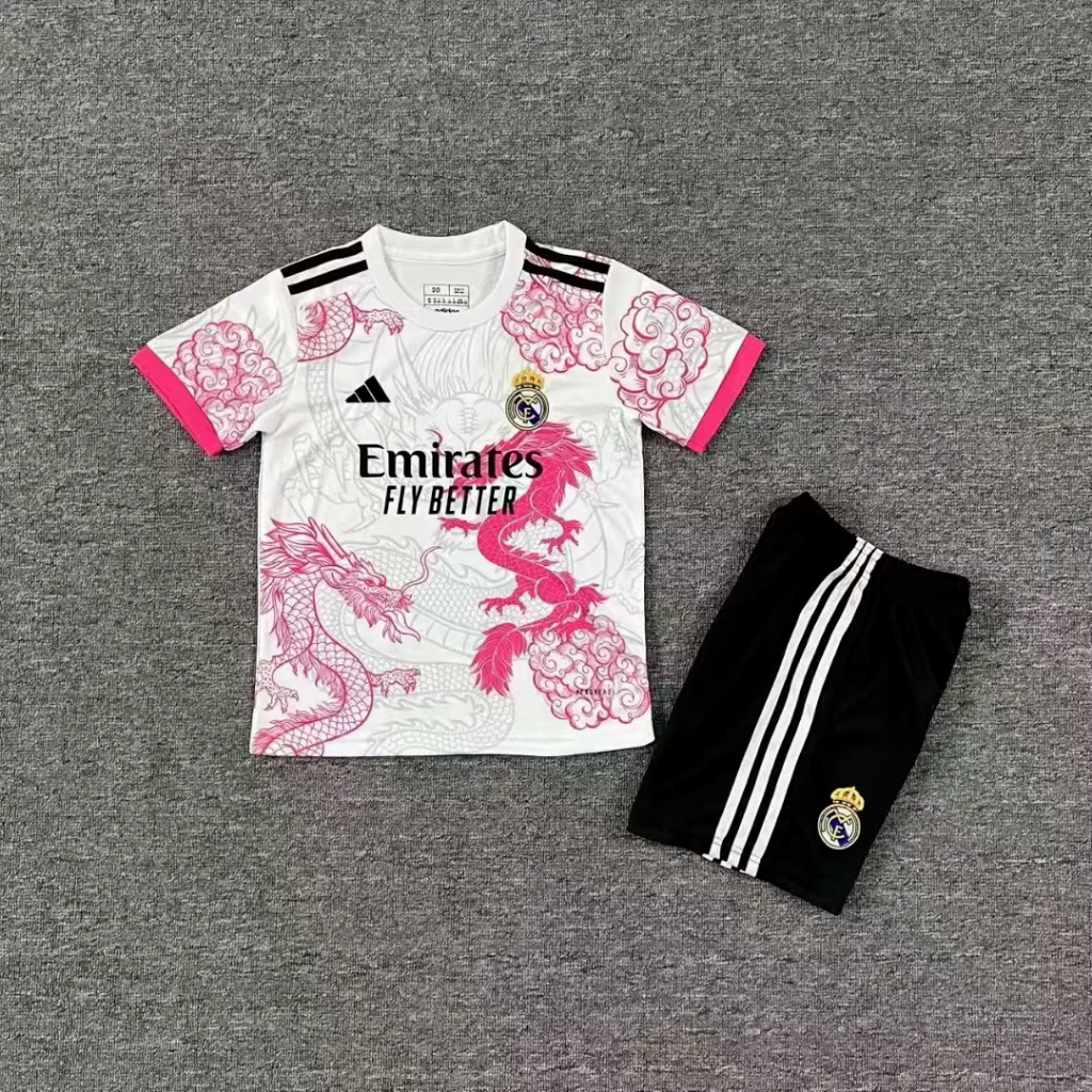 Real Madrid 25/26 Pink Dragon Special Kids Jersey Set