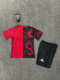 Real Madrid 25/26 Red/Black Dragon Edition Kids Jersey Set