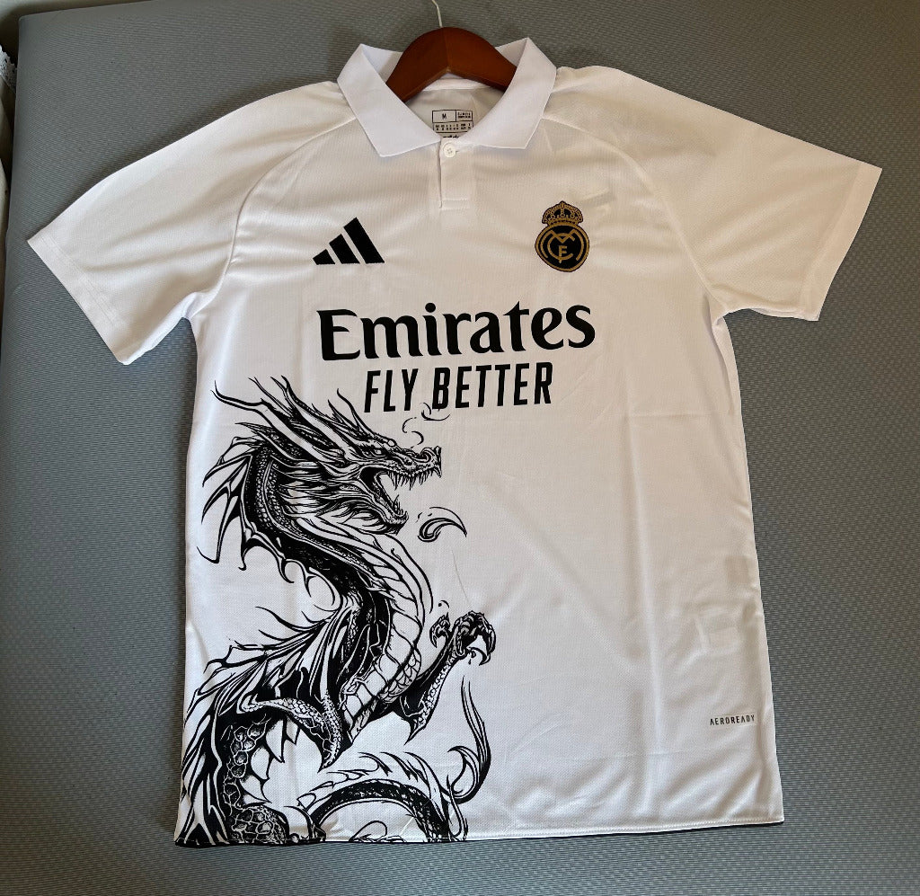 Real Madrid 25/26 White/Black Dragon Jersey - Concept Kits