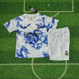 Real Madrid 25/26 White/Blue Dragon Kids Jersey Set