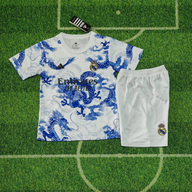 Real Madrid 25/26 White/Blue Dragon Kids Jersey Set