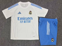 Real Madrid 25/26 White/Blue Stripe Kids Training Jersey Set