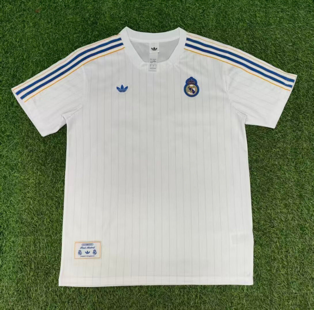 Real Madrid 25/26 White/Blue/Yellow Retro Style Jersey