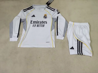 Real Madrid 25/26 White Long Sleeved Home Kids Jersey Set