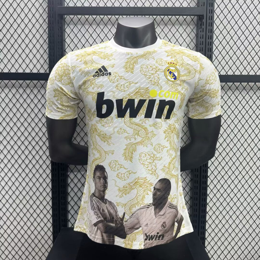 Real Madrid 25/26 White Yellow Player Version Jersey