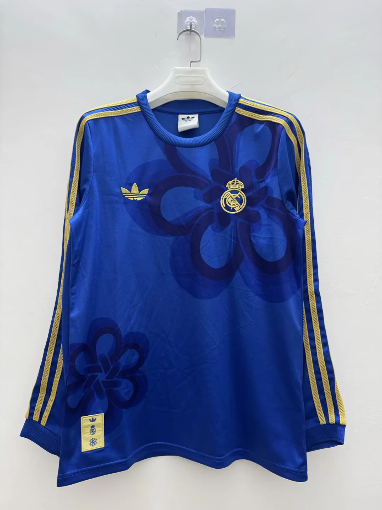 Real Madrid 26/27 Blue/Yellow Stripes Long Sleeve Jersey