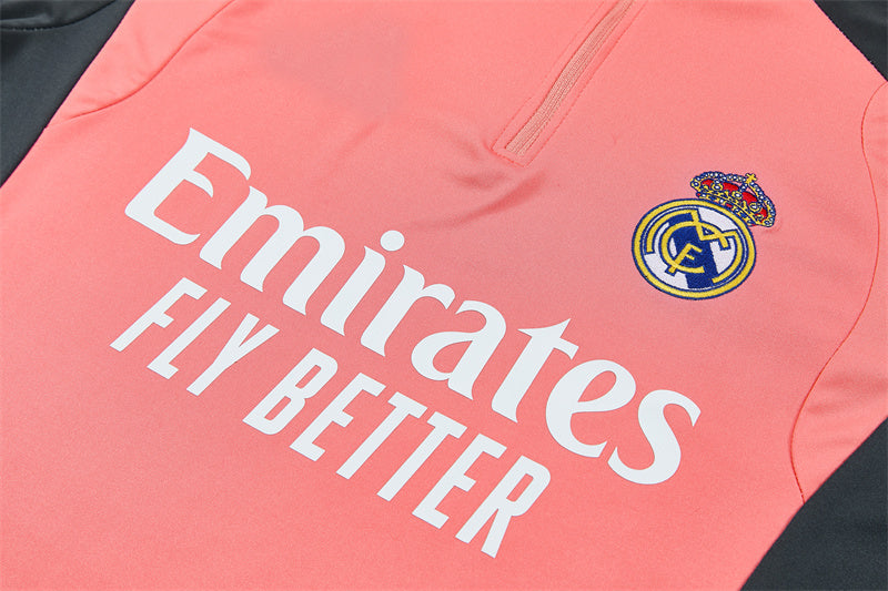 Real Madrid 26/27 Coral Pink/Dark Gray Tracksuit Set