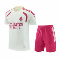 Real Madrid 26/27 Cream/Pink 3 Stripes Training Kids Jersey Set