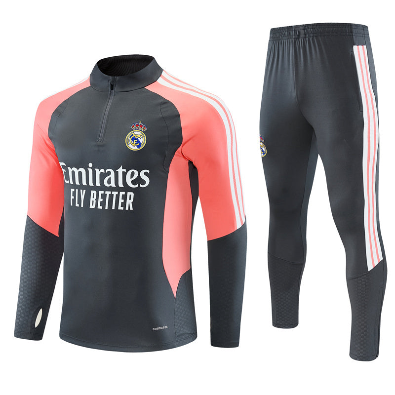 Real Madrid 26/27 Dark Gray/Coral Pink/White Tracksuit Set