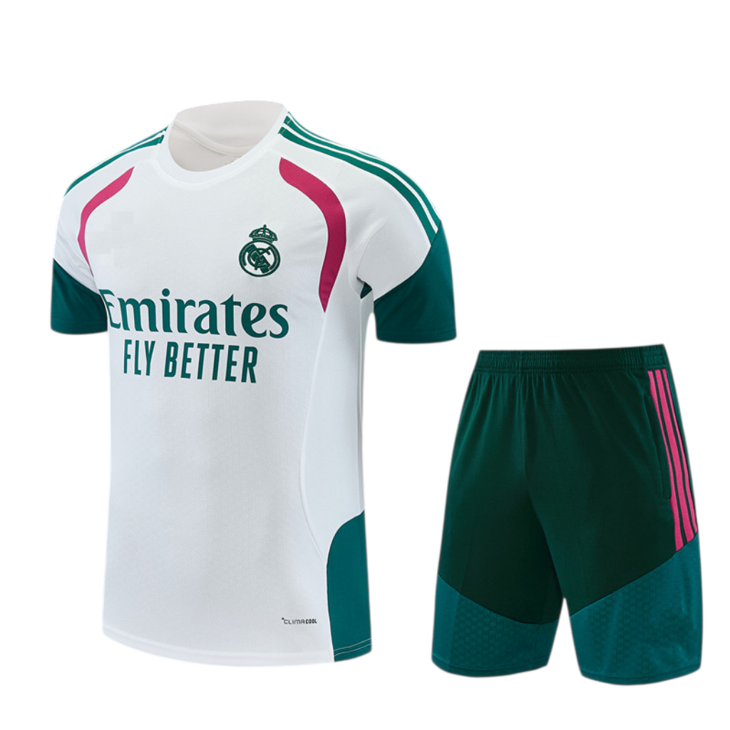 Real Madrid 26/27 Dark Gray/White/Pink Training Kids Jersey Set