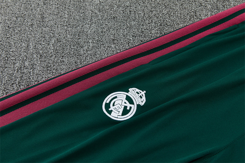 Real Madrid 26/27 Dark Green and Pink Stripes Training Tracksuit Set