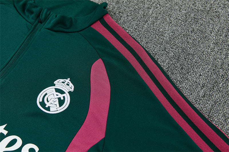 Real Madrid 26/27 Dark Green and Pink Stripes Training Tracksuit Set