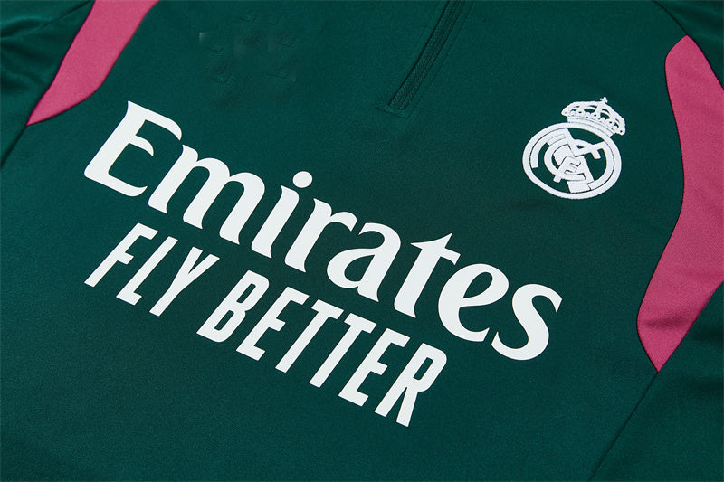 Real Madrid 26/27 Dark Green and Pink Stripes Training Tracksuit Set