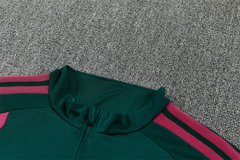 Real Madrid 26/27 Dark Green and Pink Stripes Training Tracksuit Set
