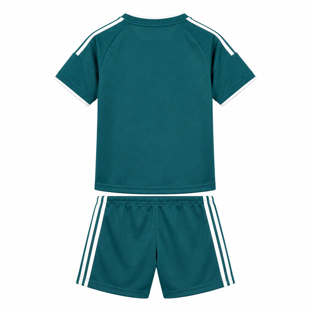 Real Madrid 26/27 Dark Green/White 3 Stripes Away Kids Jersey Set