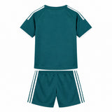 Real Madrid 26/27 Dark Green/White 3 Stripes Away Kids Jersey Set