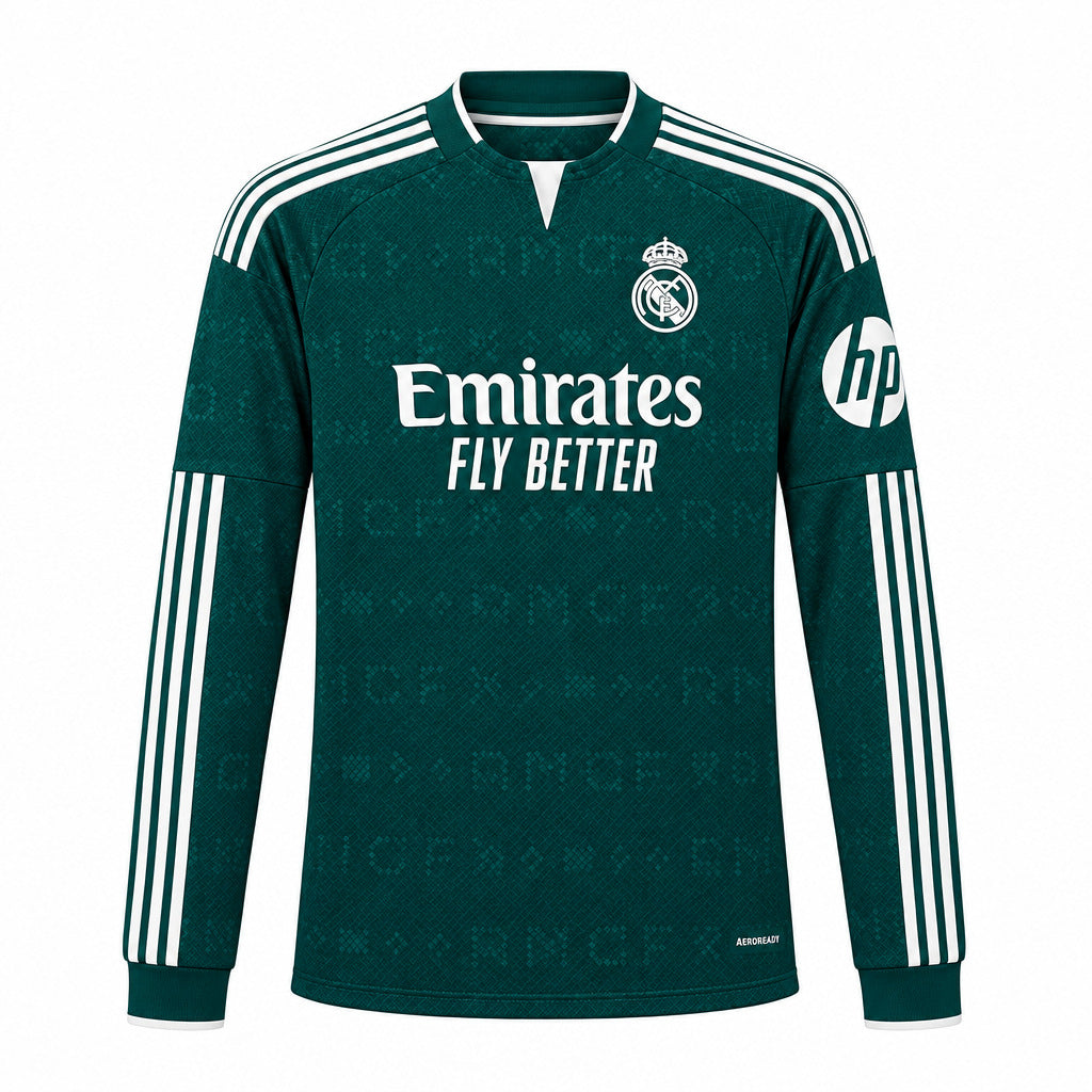 Real Madrid 26/27 Dark Green/White 3 Stripes Away Long Sleeve Jersey