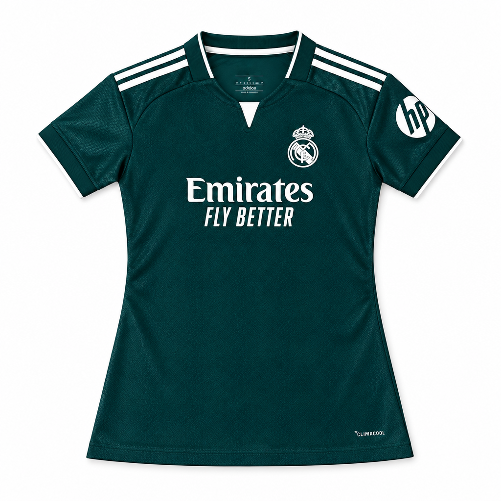 Real Madrid 26/27 Dark Green/White 3 Stripes Away Woman Jersey