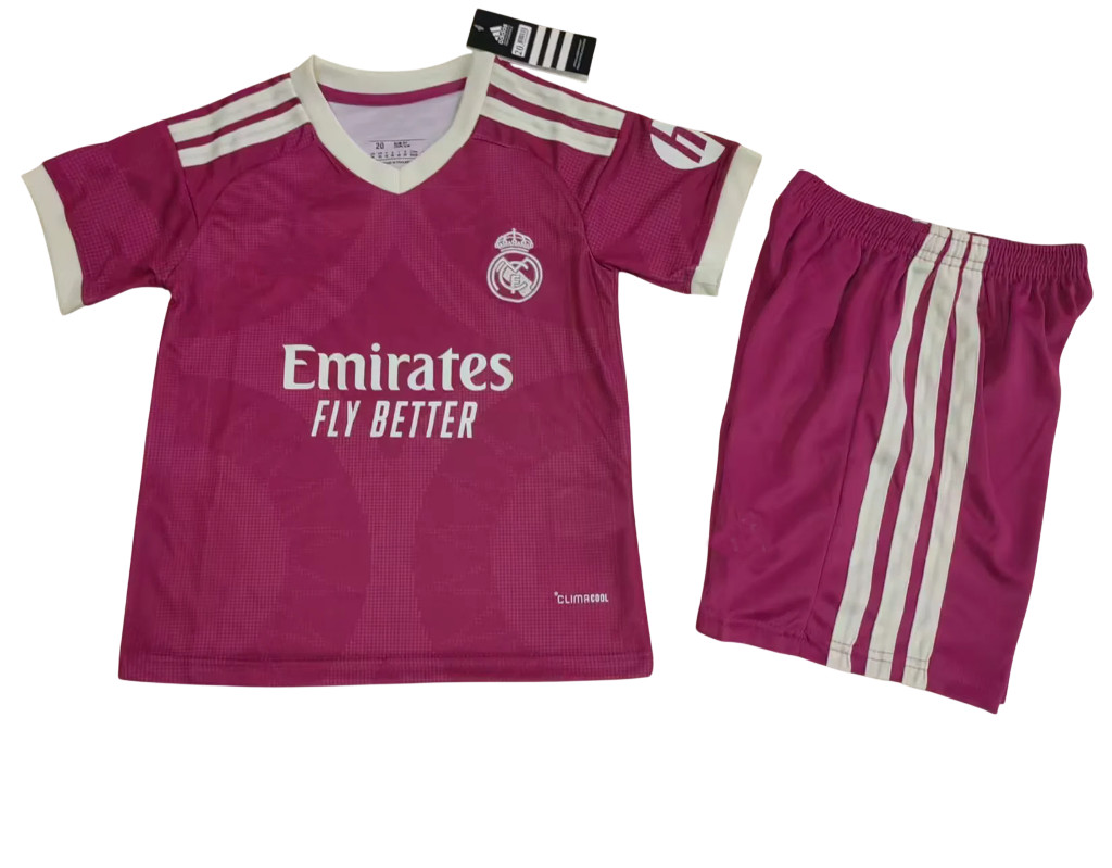 Real Madrid 26/27 Dark Pink/Ivory 3rd Kids Jersey Set
