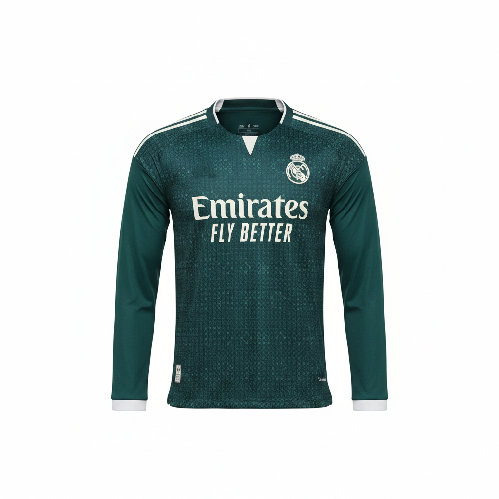 Real Madrid 26/27 Green/White Stripes Away Long Sleeve Player Version Jersey
