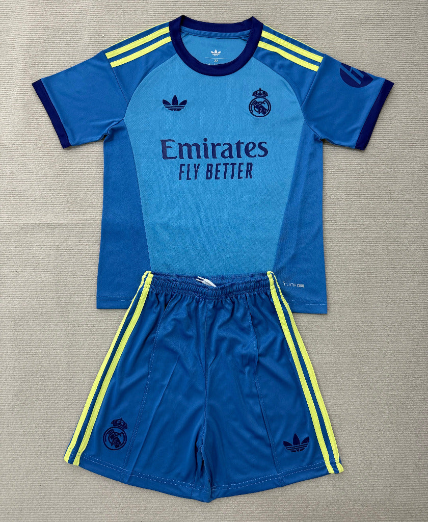 Real Madrid 26/27 Light Blue/Yellow Goalkeeper Kids Jersey Set