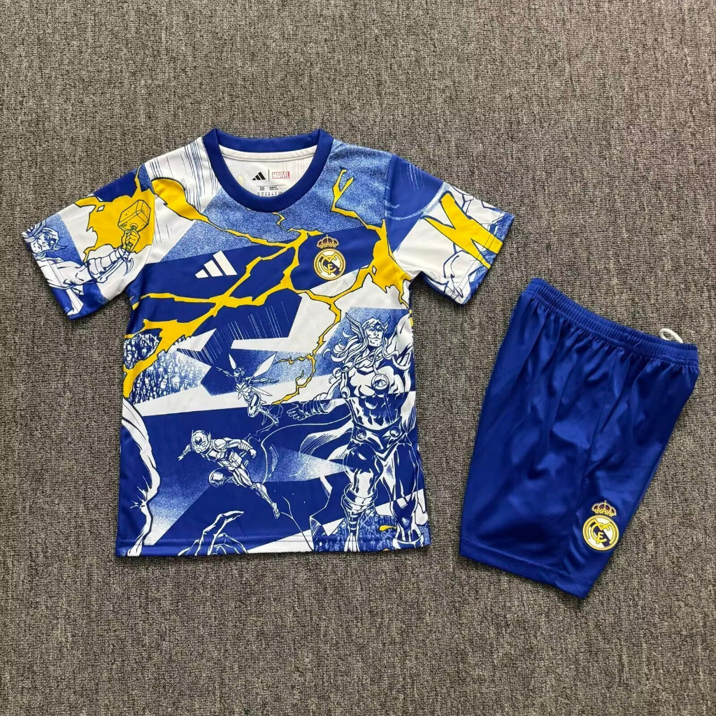 Real Madrid 26/27 Marvel Pre-Match Kids Jersey Set