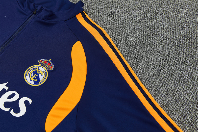 Real Madrid 26/27 Navy and White with Orange Stripes Training Tracksuit Set
