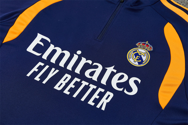 Real Madrid 26/27 Navy and White with Orange Stripes Training Tracksuit Set