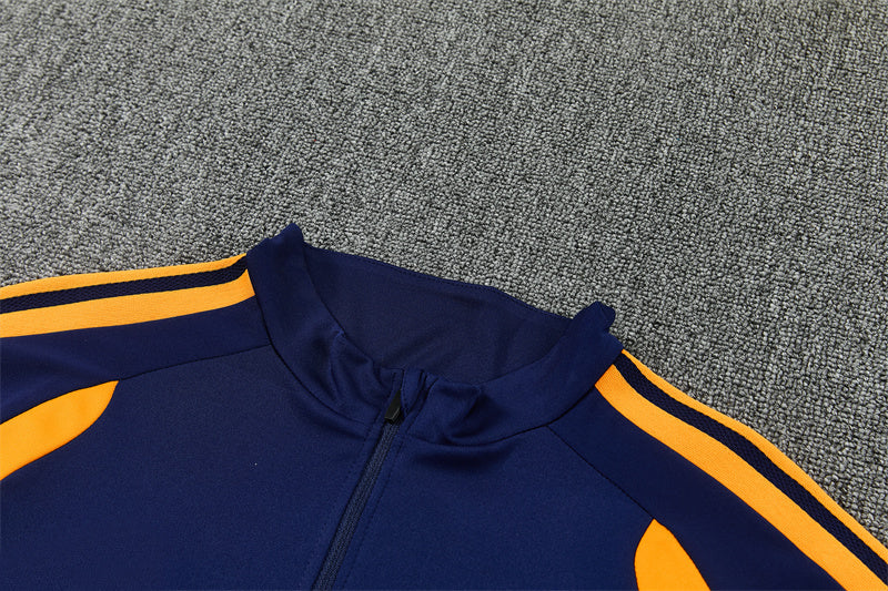 Real Madrid 26/27 Navy and White with Orange Stripes Training Tracksuit Set