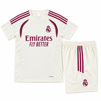 Real Madrid 26/27 Off-White/Pink 3 Stripes Training Kids Jersey Set
