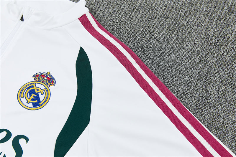 Real Madrid 26/27 White and Green/Pink Training Tracksuit Set