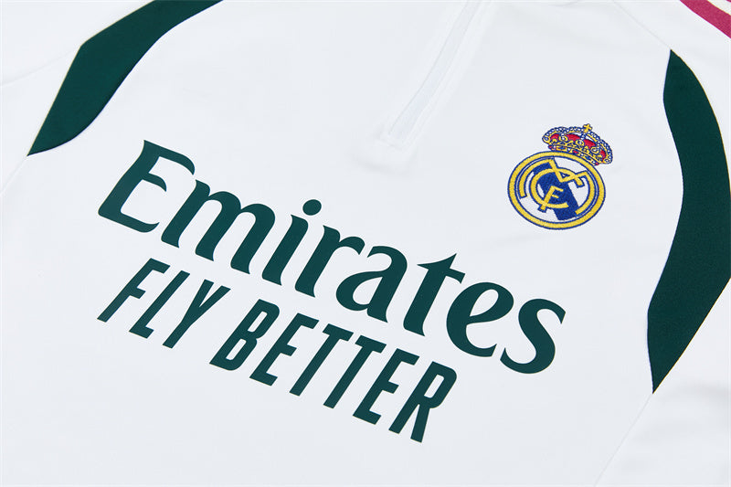 Real Madrid 26/27 White and Green/Pink Training Tracksuit Set