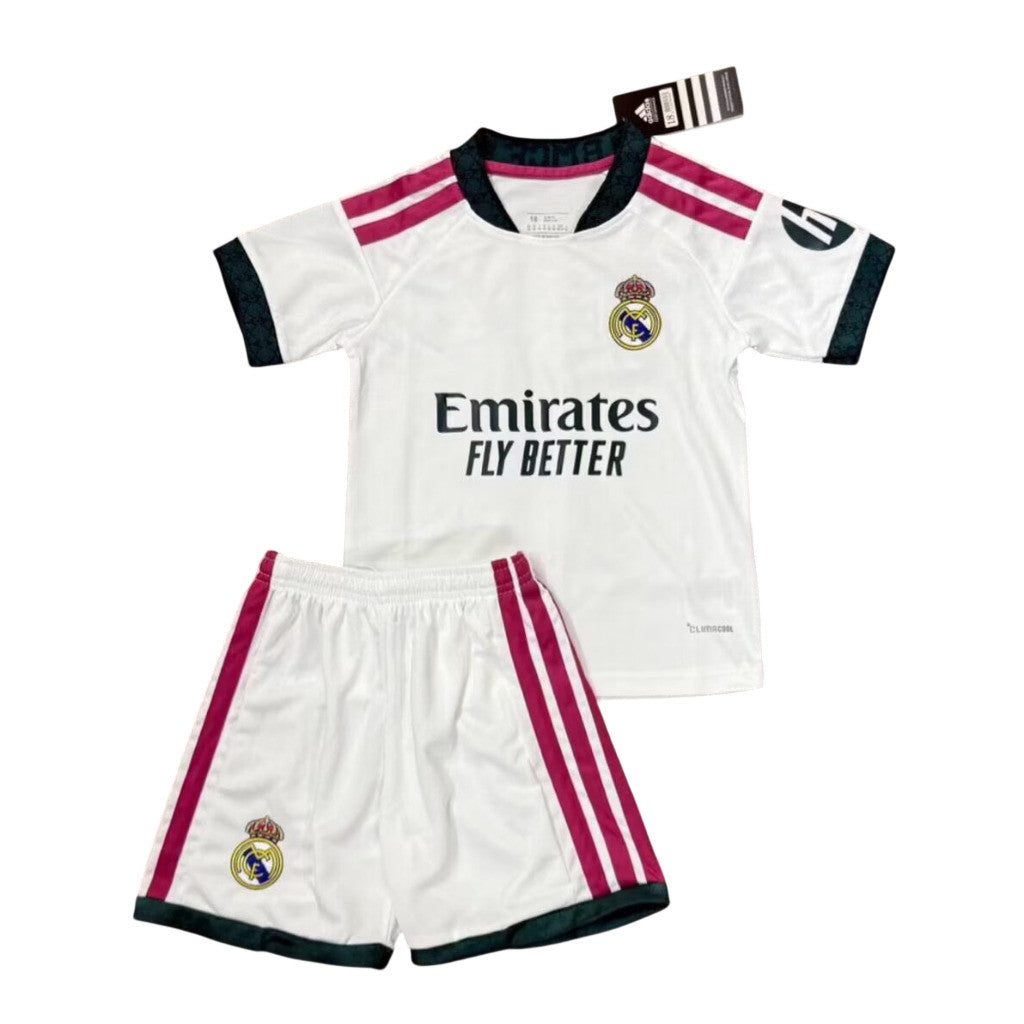 Real Madrid 26/27 White/Maroon/Black Home Kids Jersey Set