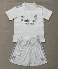 Real Madrid 26/27 White/Silver Stripes Kids Jersey Set