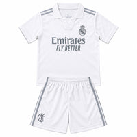 Real Madrid 26/27 White/Silver Stripes Kids Jersey Set