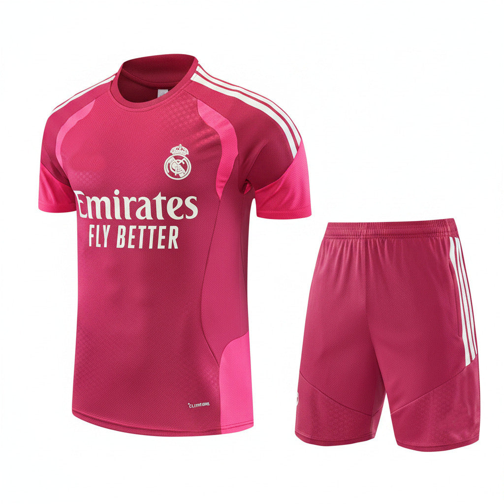 Real Madrid 26/27 Wild-Pink/White 3 Stripes Training Kids Jersey Set