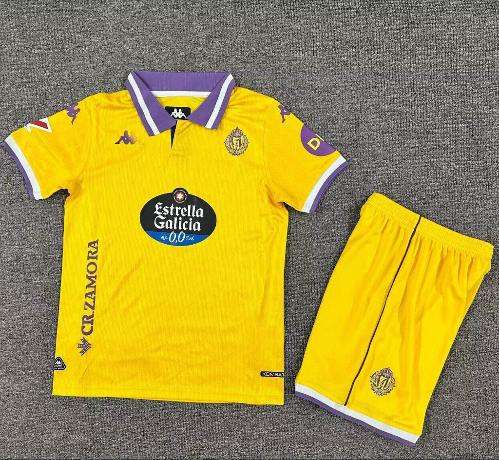 Real Valladolid 25/26 Yellow/Purple Third Kids Jersey Set